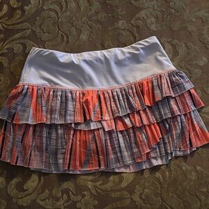 Lucky in Love Orange, Grey and Black Layered Tennis Skort. Medium (8-10)